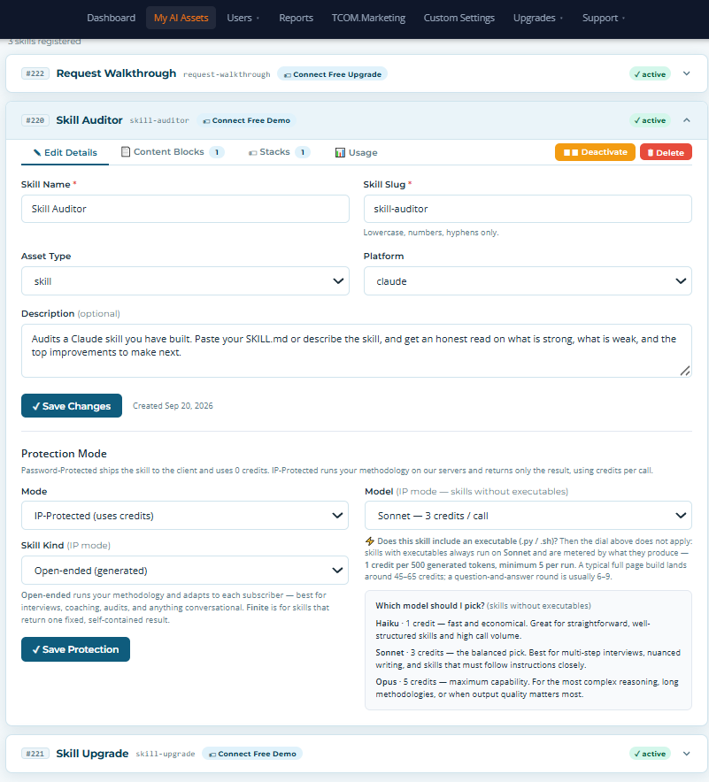 Publishing an update from the dashboard.